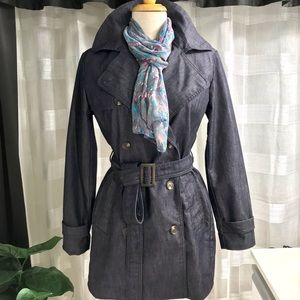 GAP 1969 Short trench coat, size S, denim blue.